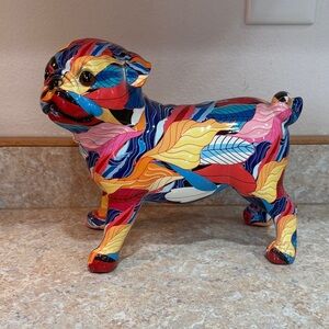 Colorful Ceramic Pug Figurine